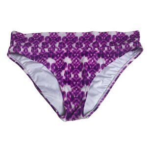 Victorias Secret Bikini Bottom Large Foldover Purple Abstract Print Hipster Pool